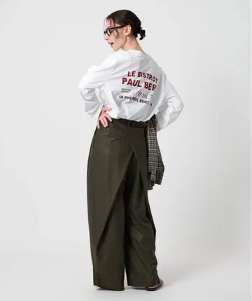 백 랩 턱 와이드 팬츠