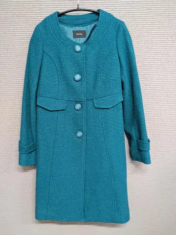 계절 선행 미사용 새상품 DRESKIP 그린 노카라 체스터 코트