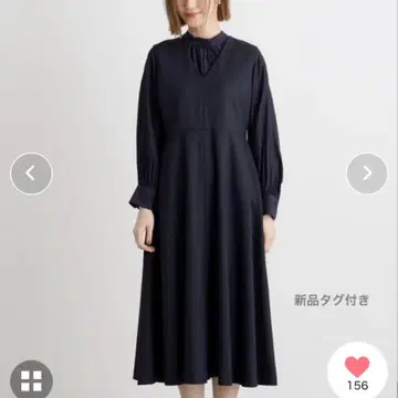 [ 미사용 새상품 ] grove 그로브 점퍼 드레스 블라우스 셋업 네이비