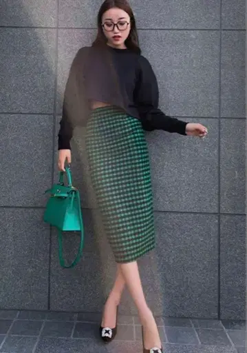 sheller 깅엄 체크 타이트 스커트