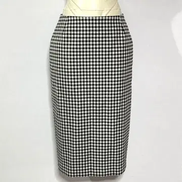 띠어리 럭스 theory luxe 체크 타이트 스커트 화이트 블랙 36