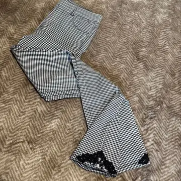 깅엄 체크 슬림핏 팬츠