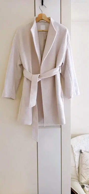 노카라 라이트 베이지 코트 자켓