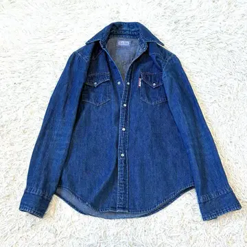 BLUE BLUE 데님 셔츠 탄력 다크 네이비