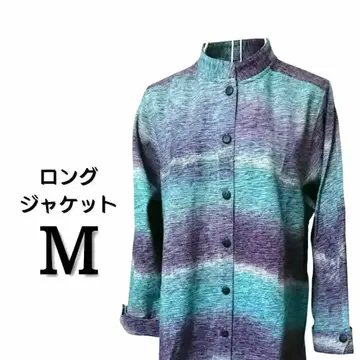 초목염 수제직조 롱 자켓 여성용 M 스카이블루 코트