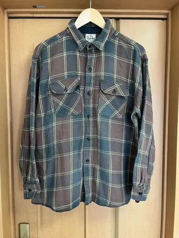 60s 초레어 USA제 YORKE 브라운 블록 빈티지 플란넬 셔츠