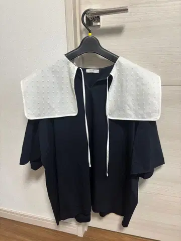 yori 플로키 도트 컬러 셔츠 네이비