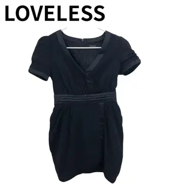 LOVELESS 러브리스 블랙 원피스 반팔 V넥 미니 기장