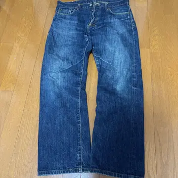 DENIME 다크 블루 와이드 레그 데님 팬츠