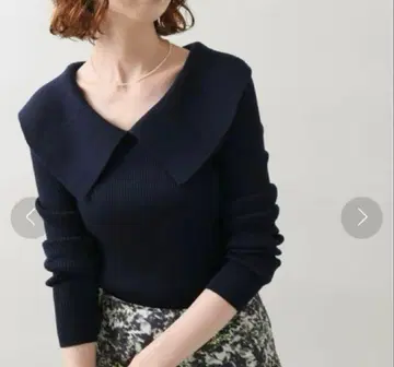 IENA 이에나 파인 울 숄카라 리브 풀오버 네이비
