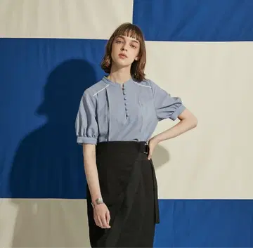 [ 미사용 새상품 ] united tokyo 페잔트 개더 블라우스 블루