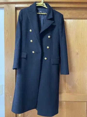 ZARA x MANTECO 블랙 더블 브레스트 롱 코트 M