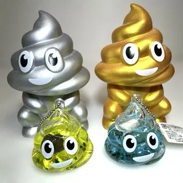 운치맨 운치군 앉아있는 소프트 비닐 골드 실버 키링 4개