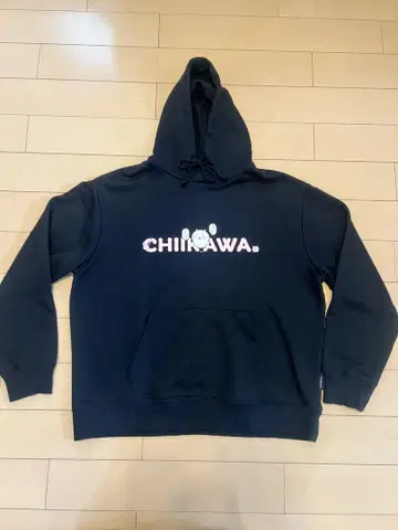 CHIIKAWA 블랙 후드티 후드 부착