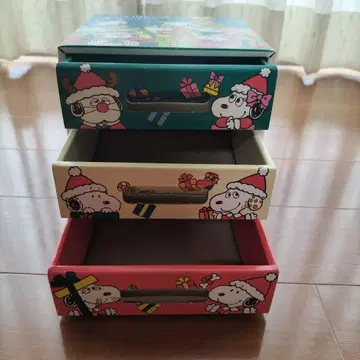 스누피 크리스마스 소품함 3단