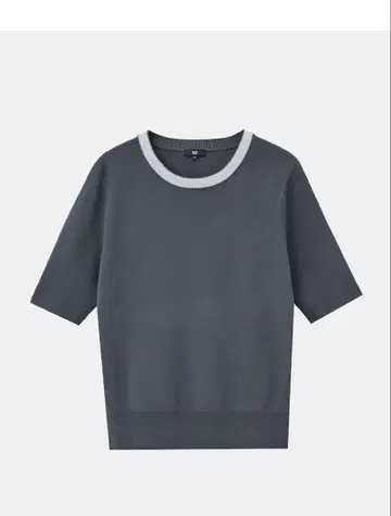 PLST UV컷 레이온 블렌드 메탈릭 니트 T (반팔) NAVY