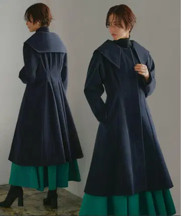 [ 새상품급 ] RUIRUE BOUTIQUE 2WAY 울 빅 칼라 코트