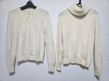 유니클로 UNIQLO 캐시미어 100% 터틀 니트 가디건 앙상블 S