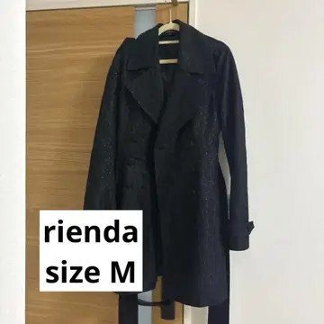 rienda 블랙 더블 브레스트 트렌치코트