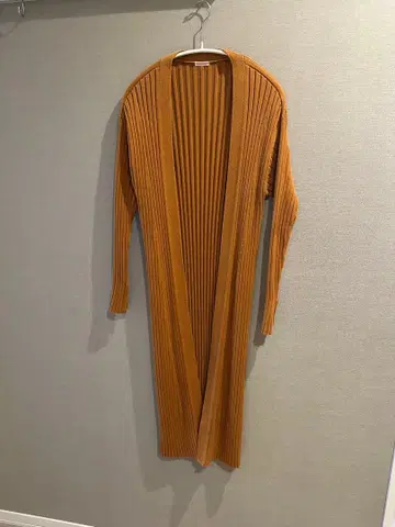 DRESSTERIOR 머스타드 리브 롱 가디건