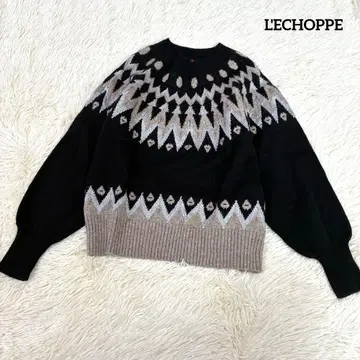 L'ECHOPPE 레킵 요시에 이나바 노르딕 무늬 니트 블랙