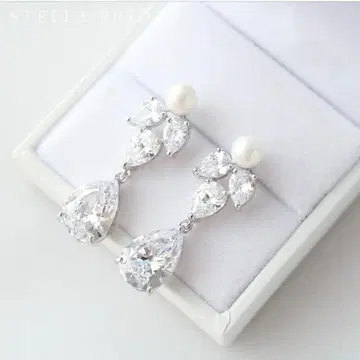 Stella Bridal 지르코니아 클래식 드롭 비즈 귀걸이
