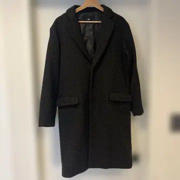 하레 비슈 헤링본 체스터 코트 셋업 S 블랙