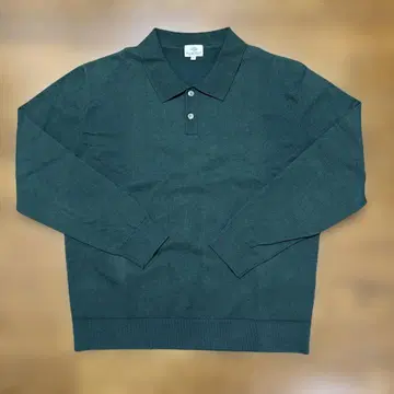 BEAMS HEART 니트 피케 셔츠 다크 그린 S