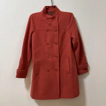 오렌지 더블 브레스트 피 코트 M