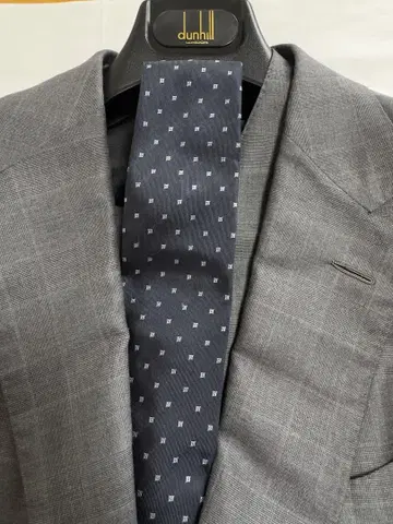 [Dunhill] 네이비 실크 넥타이 작은 무늬 도트 비즈니스
