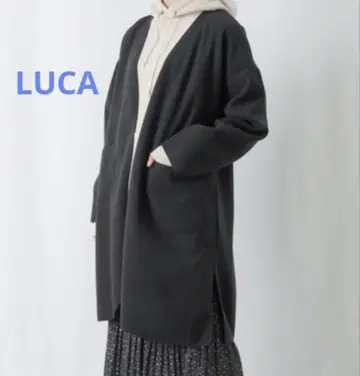 루카 LUCA V넥 노카라 울 느낌 토퍼 코트 다크 그레이
