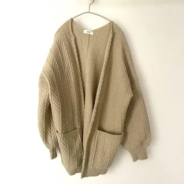 beamsHeart 케이블 무늬 롱 가디건 모카 베이지