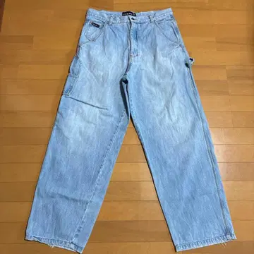 라이트 블루 와이드 레그 데님 팬츠