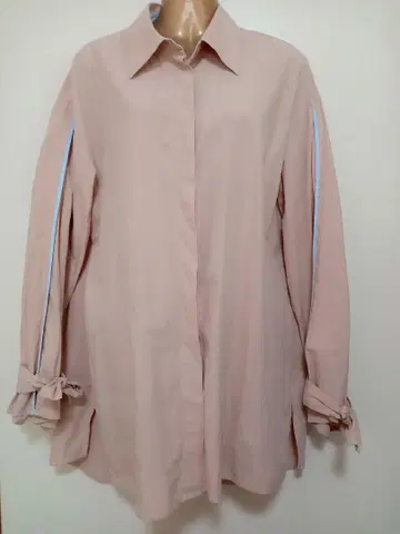 베이지 긴팔 셔츠 스트라이프 스카이블루 블루 악센트 ZARA 자라