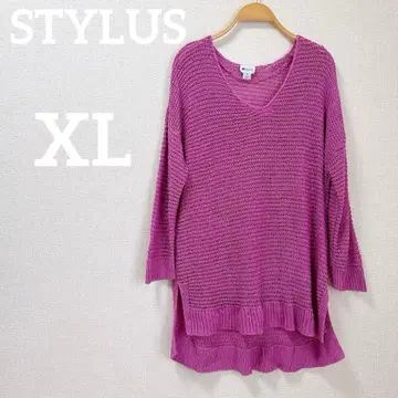 새상품급 STYLUS XL 핑크 V넥 메쉬 니트 여성용