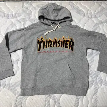 THRASHER 프레임 로고 후드티 M 사이즈 그레이