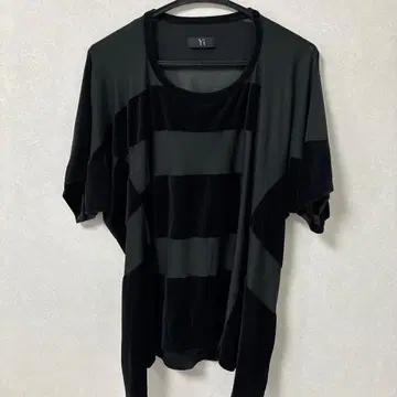 Y's 벨벳 스트라이프 반팔 티셔츠