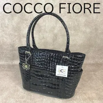 [ 미사용 ] 코코 피오레 악어 무늬 소가죽 토트백 블랙