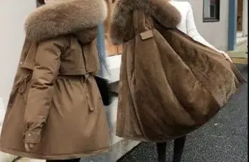 아우터 퍼 오버코트 베이지 브라운 코튼 자켓