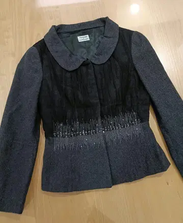 필로소피 장식 비즈 자켓 울 둥근 카라 알베르타