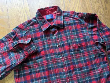 Pendleton 100% 울 긴팔 셔츠 레드 체크