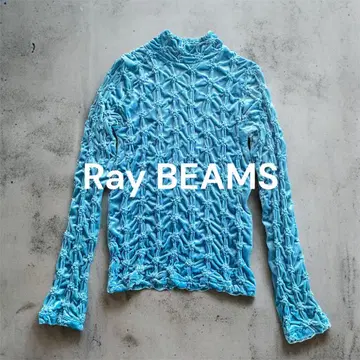 [Ray BEAMS] 벨로아 셔링 하이넥 풀오버 블루 새상품급 완판템