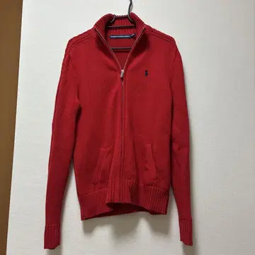 랄프 로렌 빨간색 니트 블루종