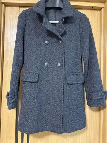 무인양품 다크 그레이 더블 브레스트 피 코트