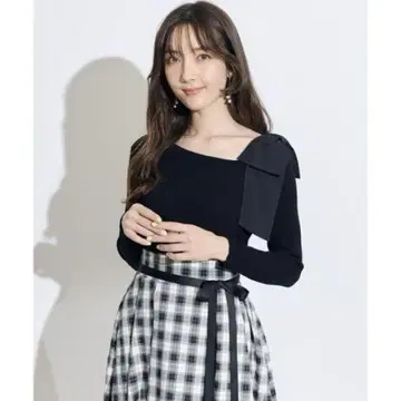 [ SWINGLE ] 원숄 리본 아지메 넥 니트 풀오버
