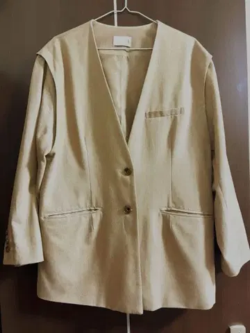 KBF 노카라 자켓 베이지