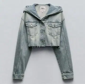ZARA 후드 부착 크롭 데님 자켓