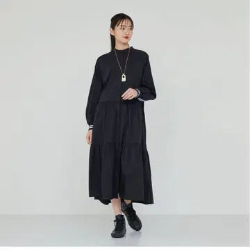 D W2R 블랙 셔츠 원피스