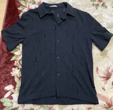 ZARA 블랙 니트 반팔 셔츠 M