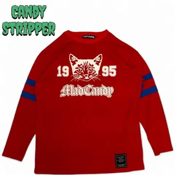 CANDY STRIPPER 와플 긴팔 티셔츠 캣 고양이
